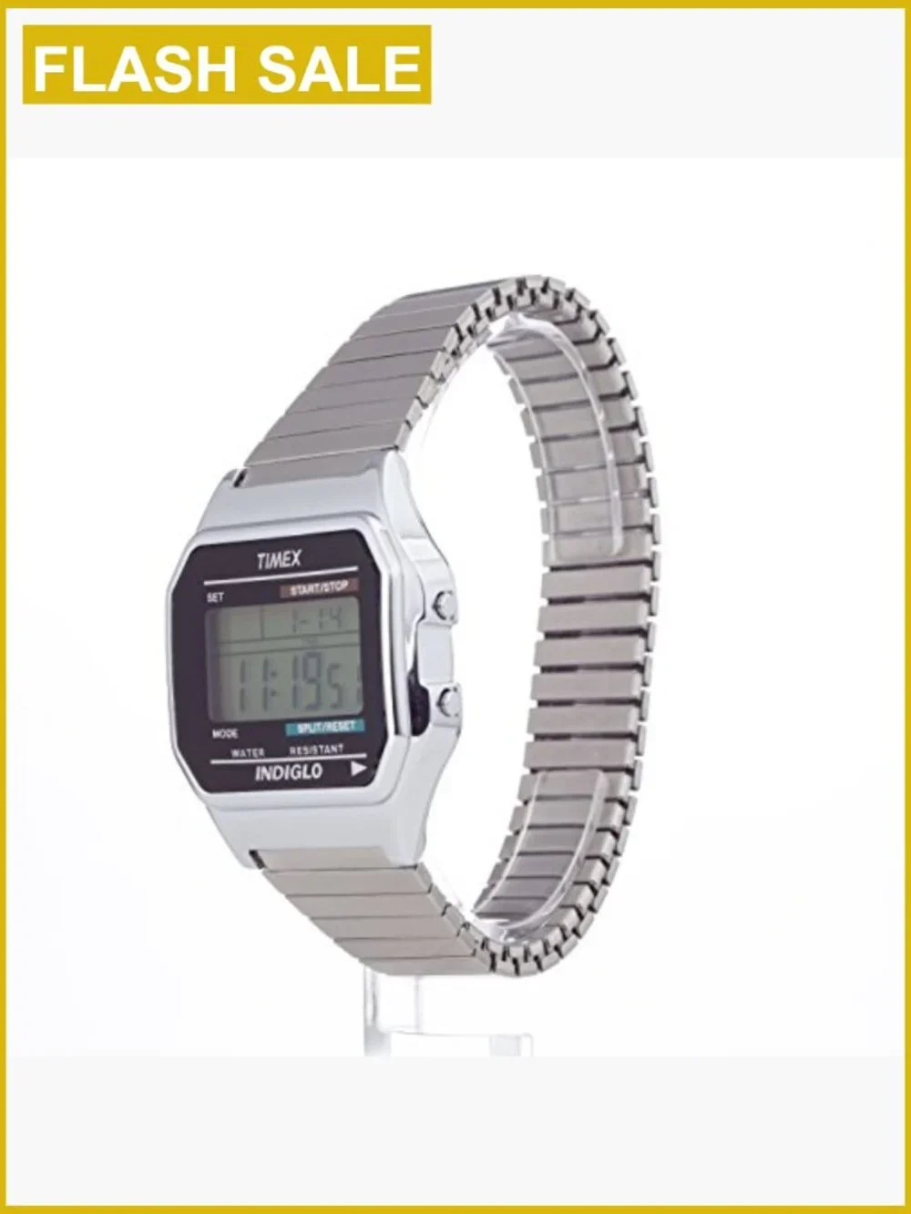 Classic Digital 34mm Watch Chronograph Indiglo Water Resistant
